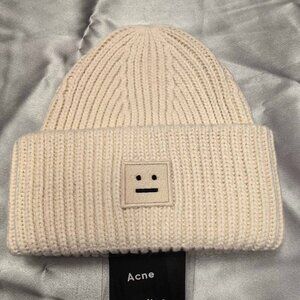 Acne Studios Women's Cream and white Beanie Hat